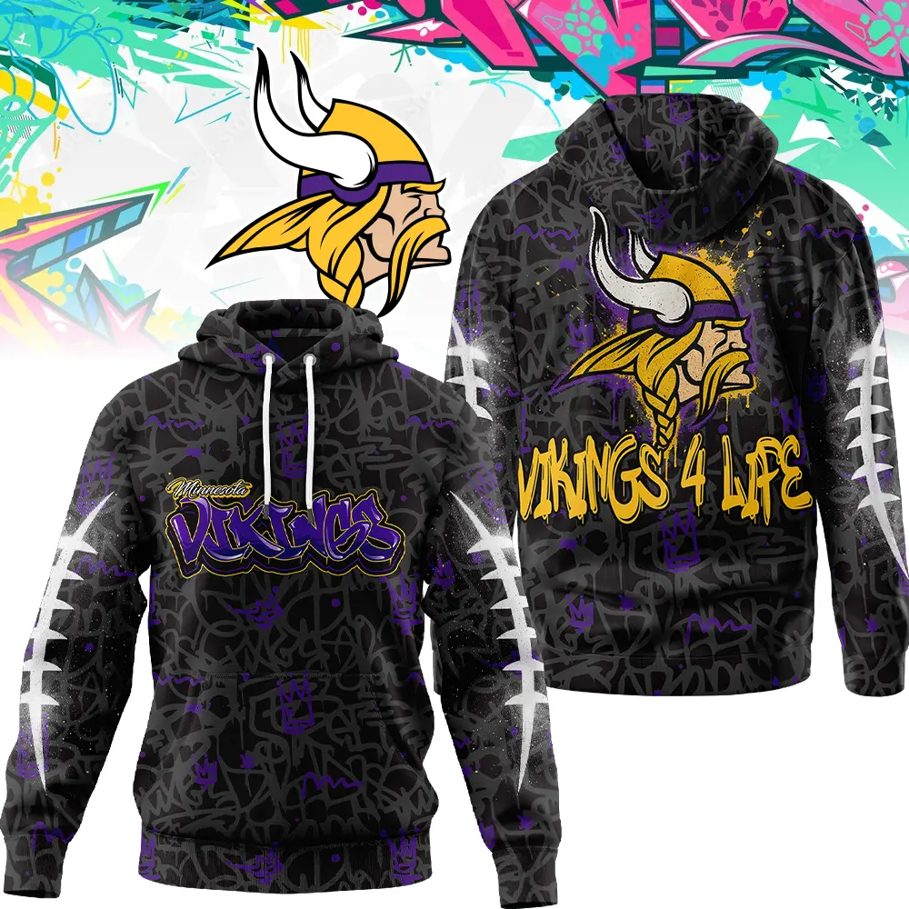 Minnesota Vikings | Premium NFL Special Graffiti My Team 4 Life Hoodie MM