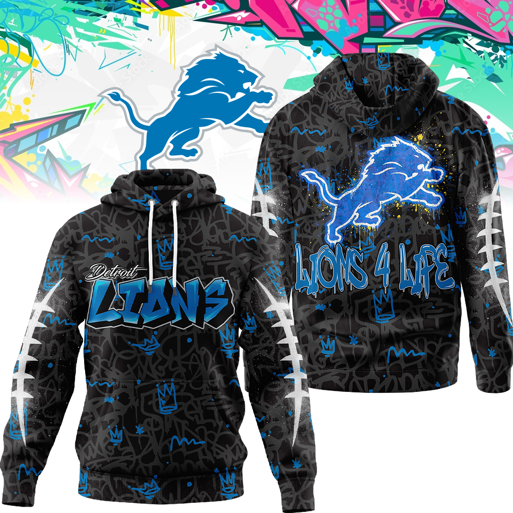Detroit Lions | Premium NFL Special Graffiti My Team 4 Life Hoodie MM
