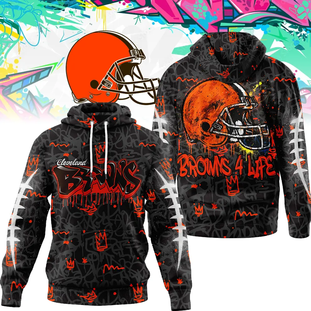 Cleveland Browns | Premium NFL Special Graffiti My Team 4 Life Hoodie MM