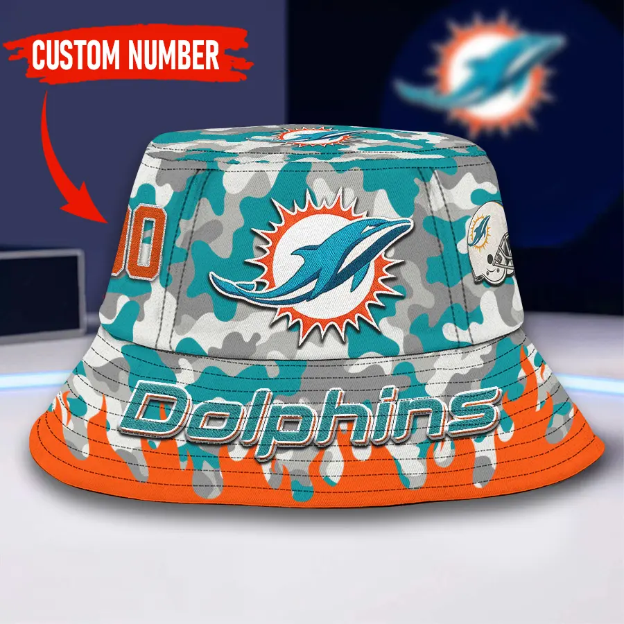 Miami Dolphins | Premium NFL Flaming Bucket Hat TD