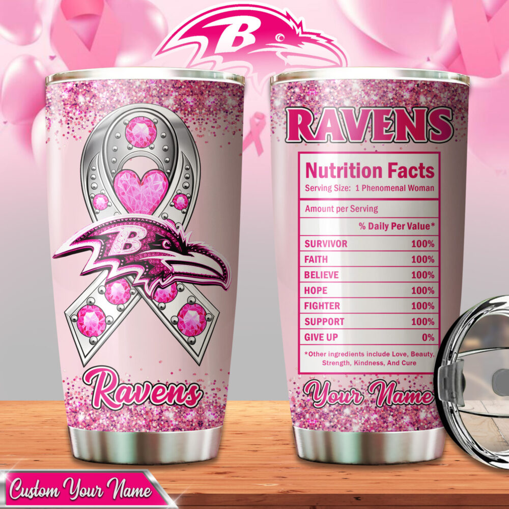 Baltimore Ravens | Premium NFL Breast Cancer Tumbler TD - 20oz