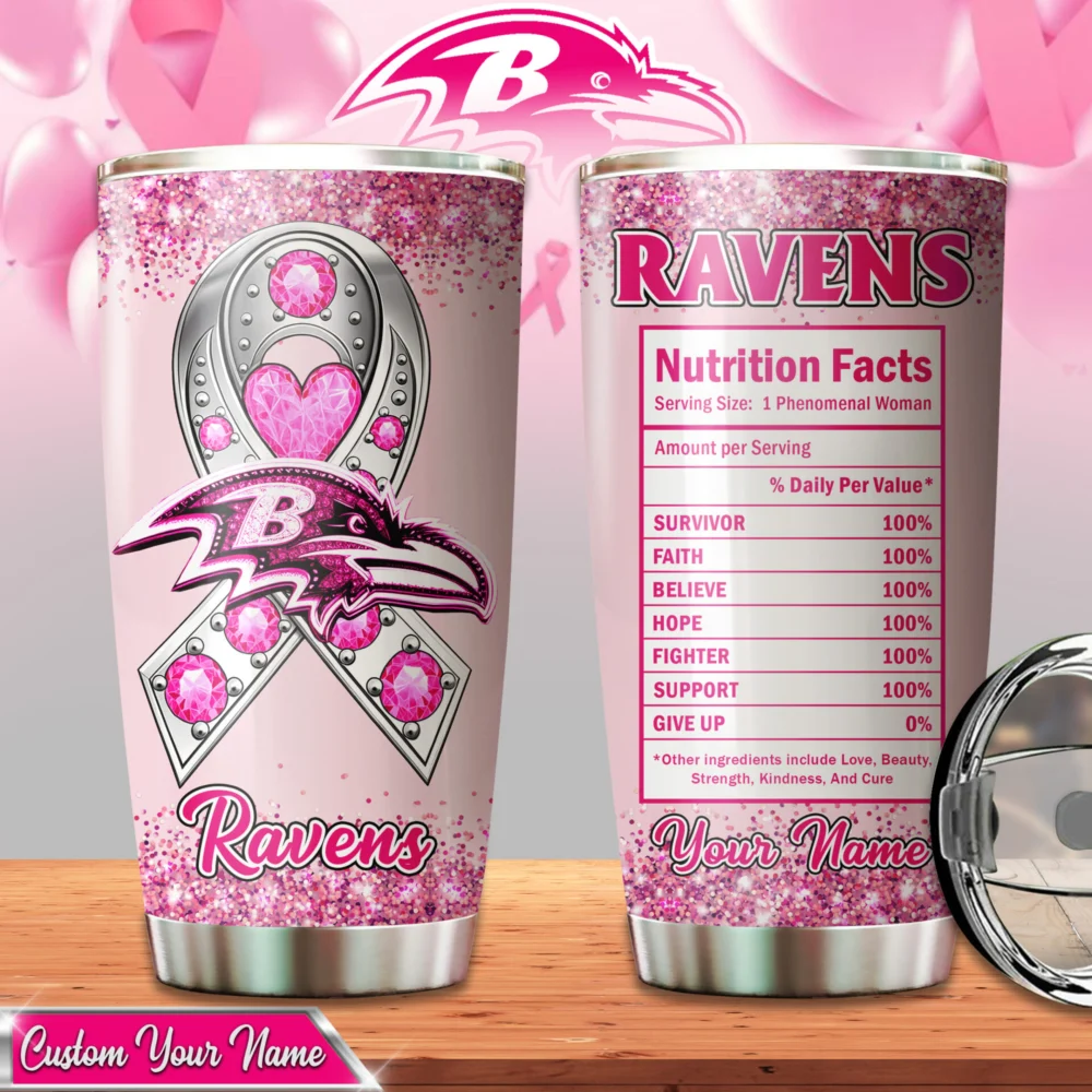 Baltimore Ravens | Premium NFL Breast Cancer Tumbler TD