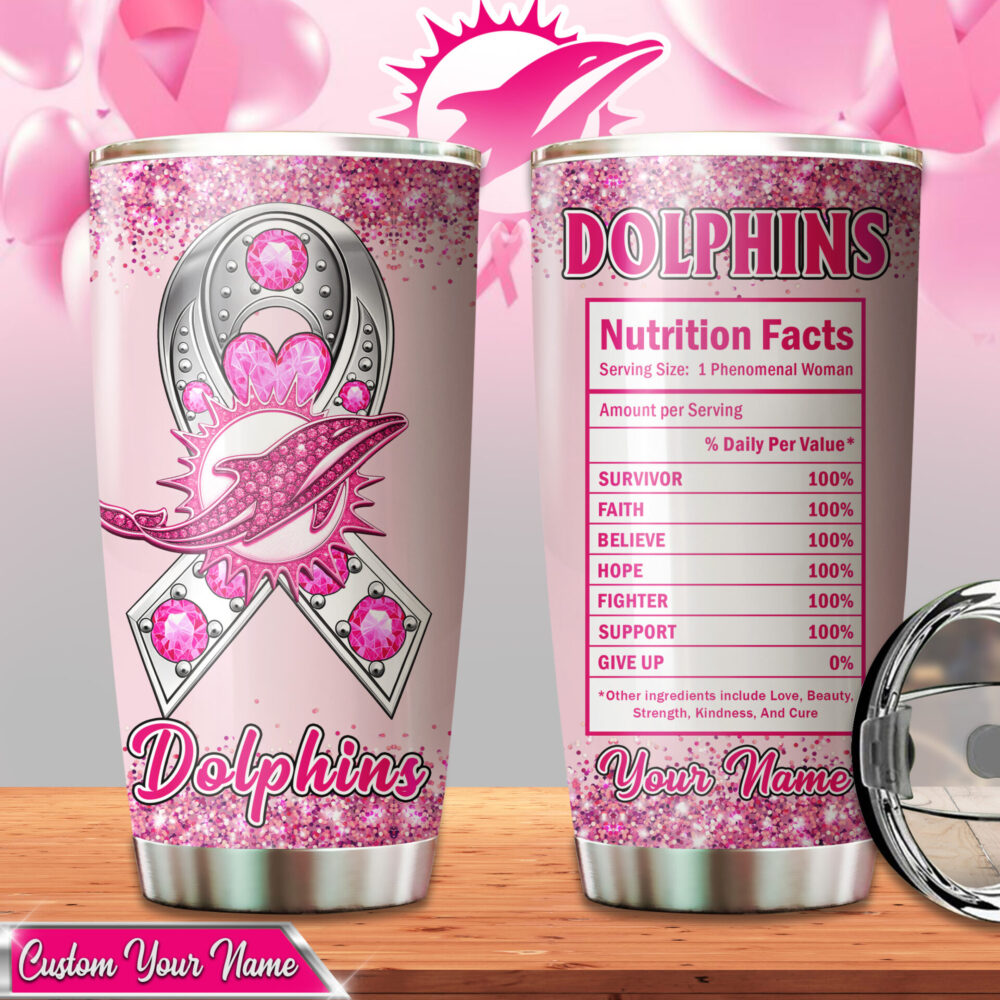 Miami Dolphins | Premium NFL Breast Cancer Tumbler TD