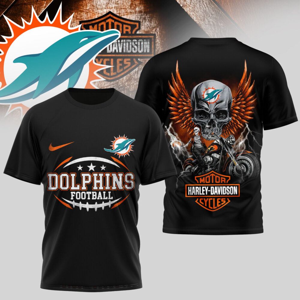 Miami Dolphins | Premium NFL Harley Davidson 3D Shirt TD