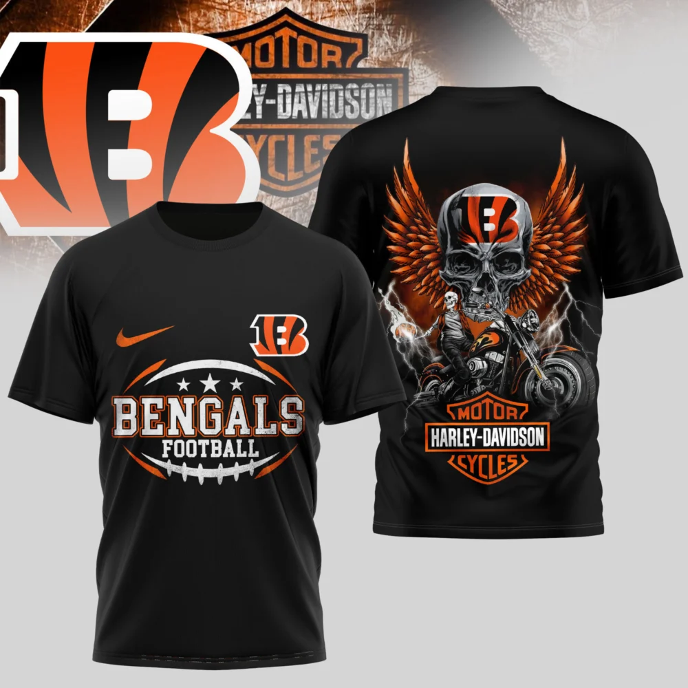 Cincinnati Bengals | Premium NFL Harley Davidson 3D Shirt TD