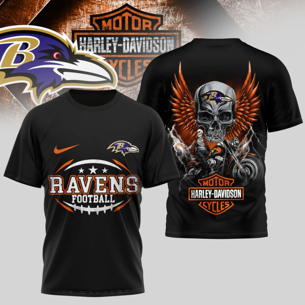 Baltimore Ravens | Premium NFL Harley Davidson 3D Shirt TD
