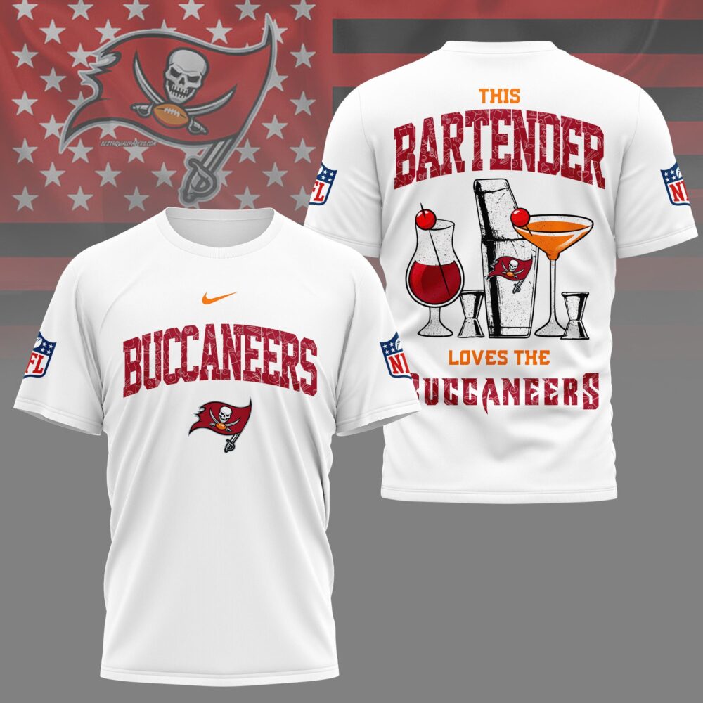 Tampa Bay Buccaneers | Premium NFL Bartender Fan 3D Shirt NY - White