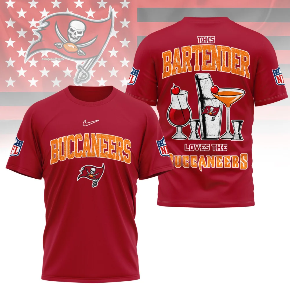 Tampa Bay Buccaneers | Premium NFL Bartender Fan 3D Shirt NY - Red