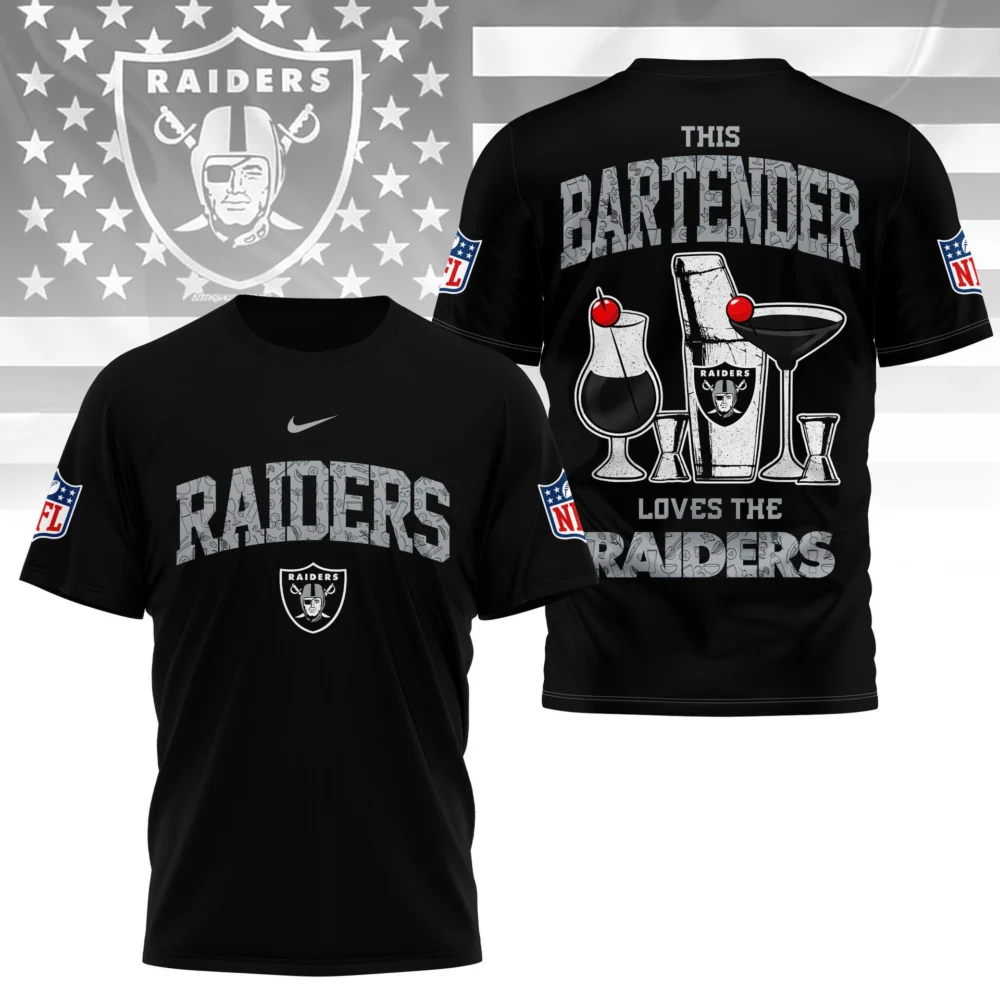 Las Vegas Raiders | Premium NFL Bartender Fan 3D Shirt NY - Black