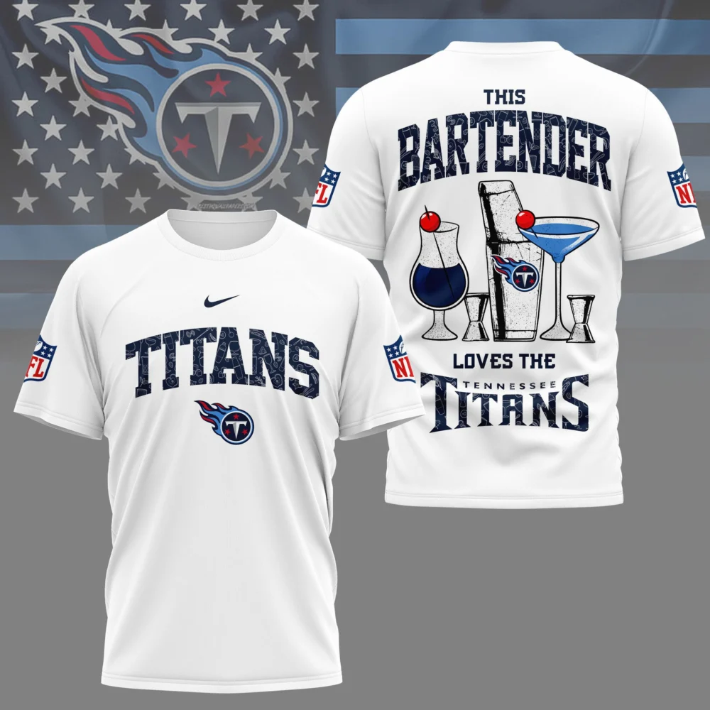 Tennessee Titans | Premium NFL Bartender Fan 3D Shirt NY - White