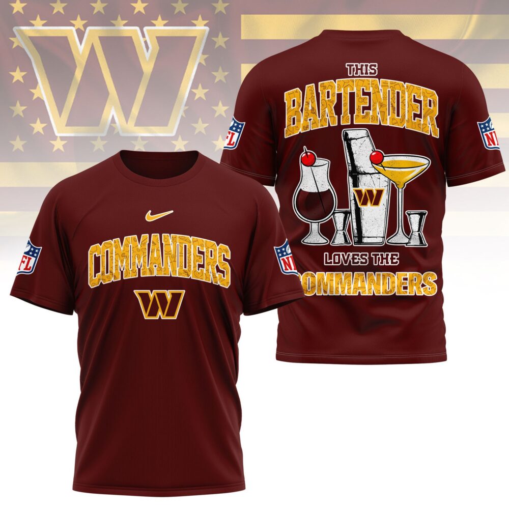 Washington Commanders | Premium NFL Bartender Fan 3D Shirt NY - Maroon