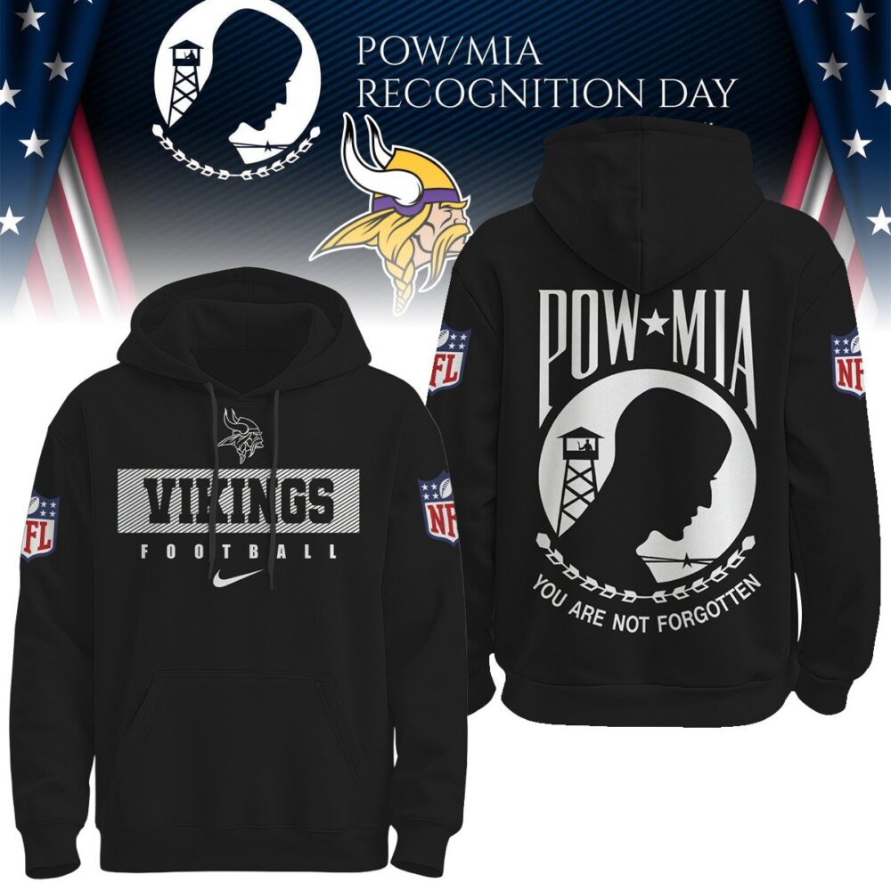 Minnesota Vikings | Premium NFL Pow Mia Hoodie TD - Hoodie, S