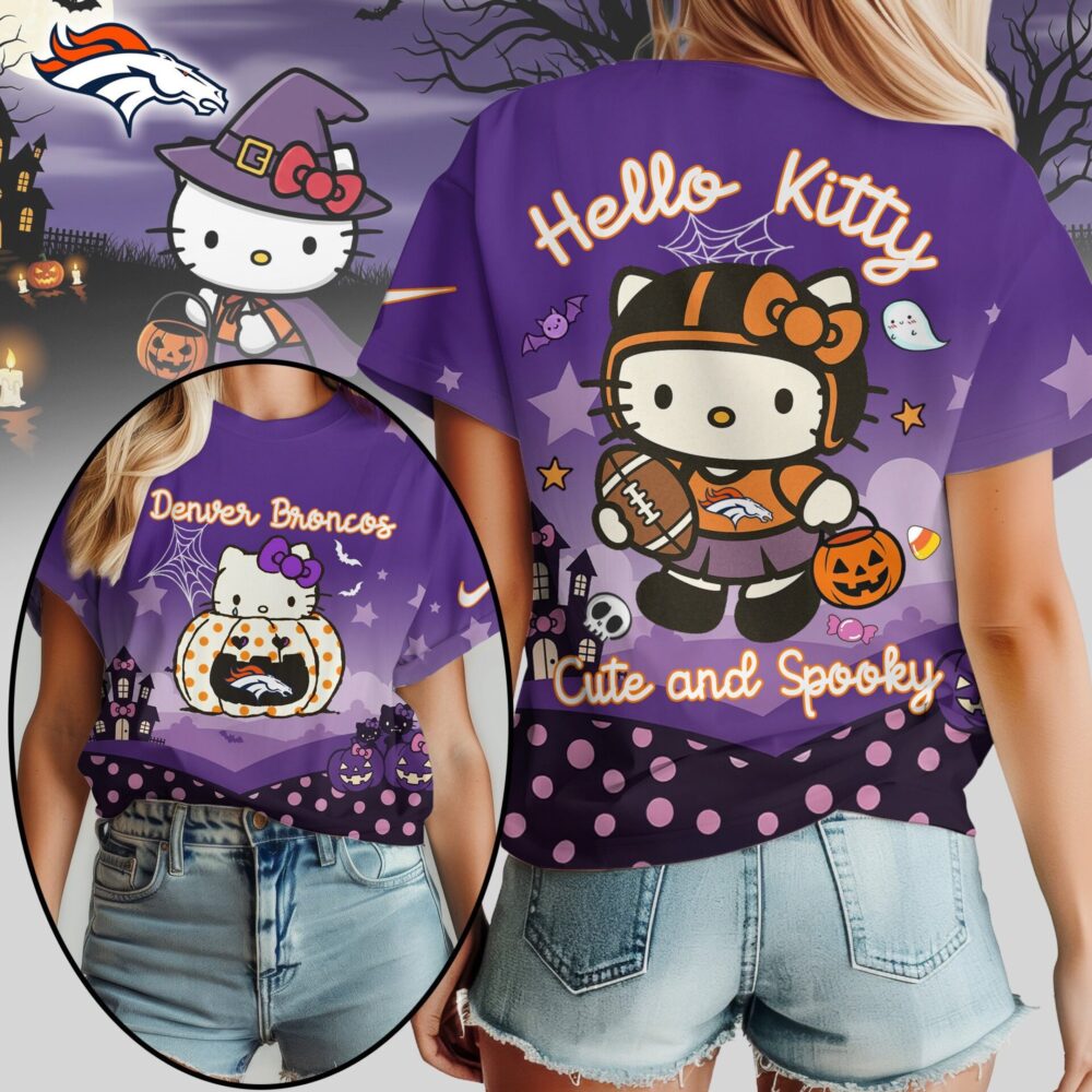 Denver Broncos | Premium NFL Hello Kitty Cute And Spooky Halloween Women Shirt NY