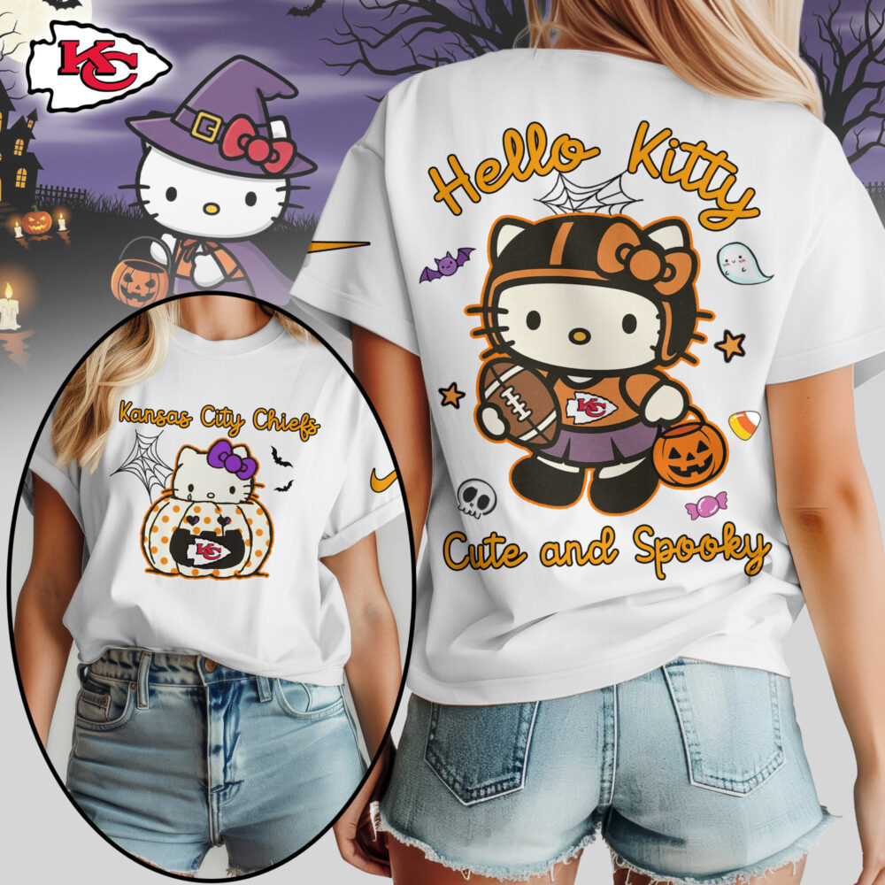 Kansas City Chiefs | Premium NFL Hello Kitty Cute And Spooky Halloween Women Shirt NY