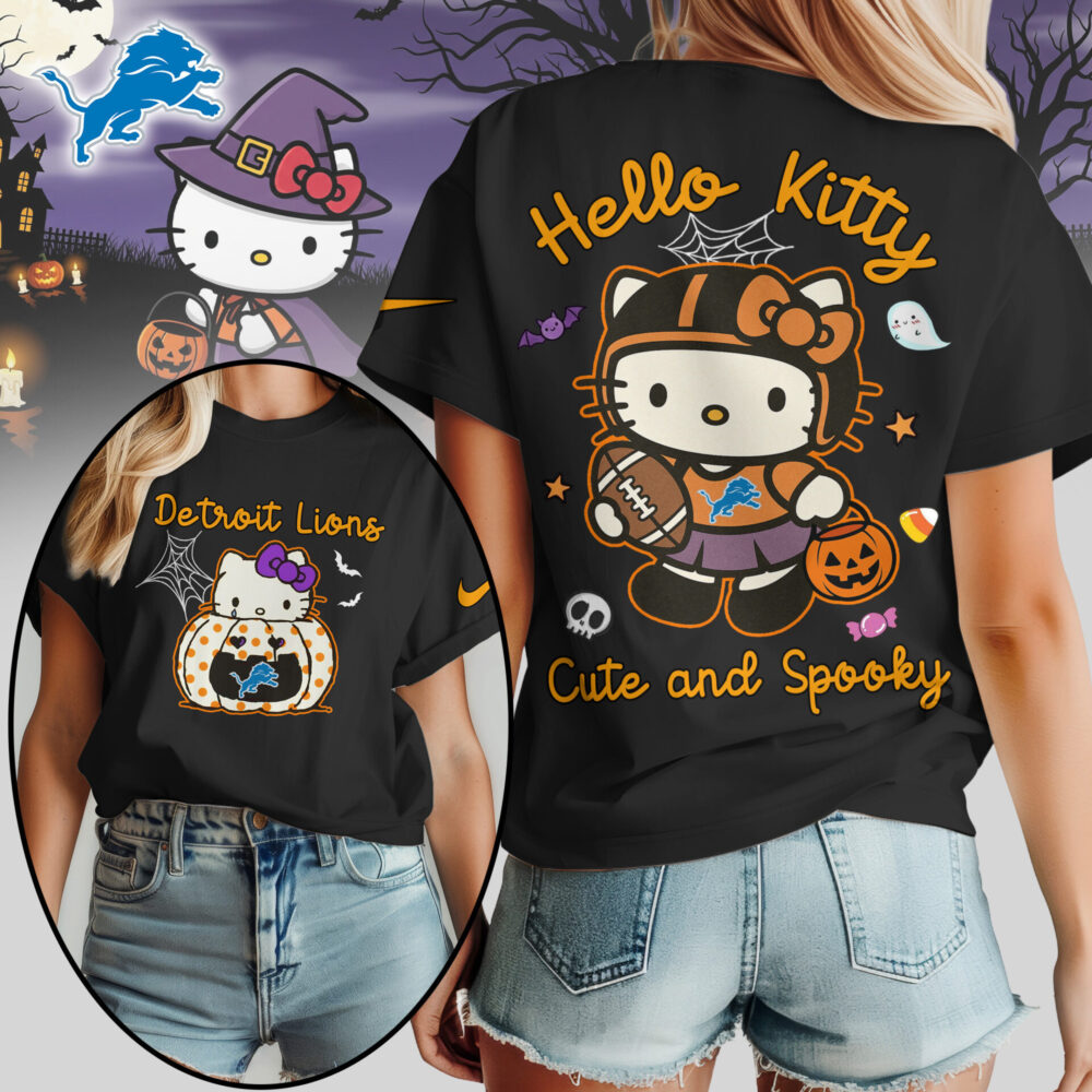 Detroit Lions | Premium NFL Hello Kitty Cute And Spooky Halloween Women Shirt NY