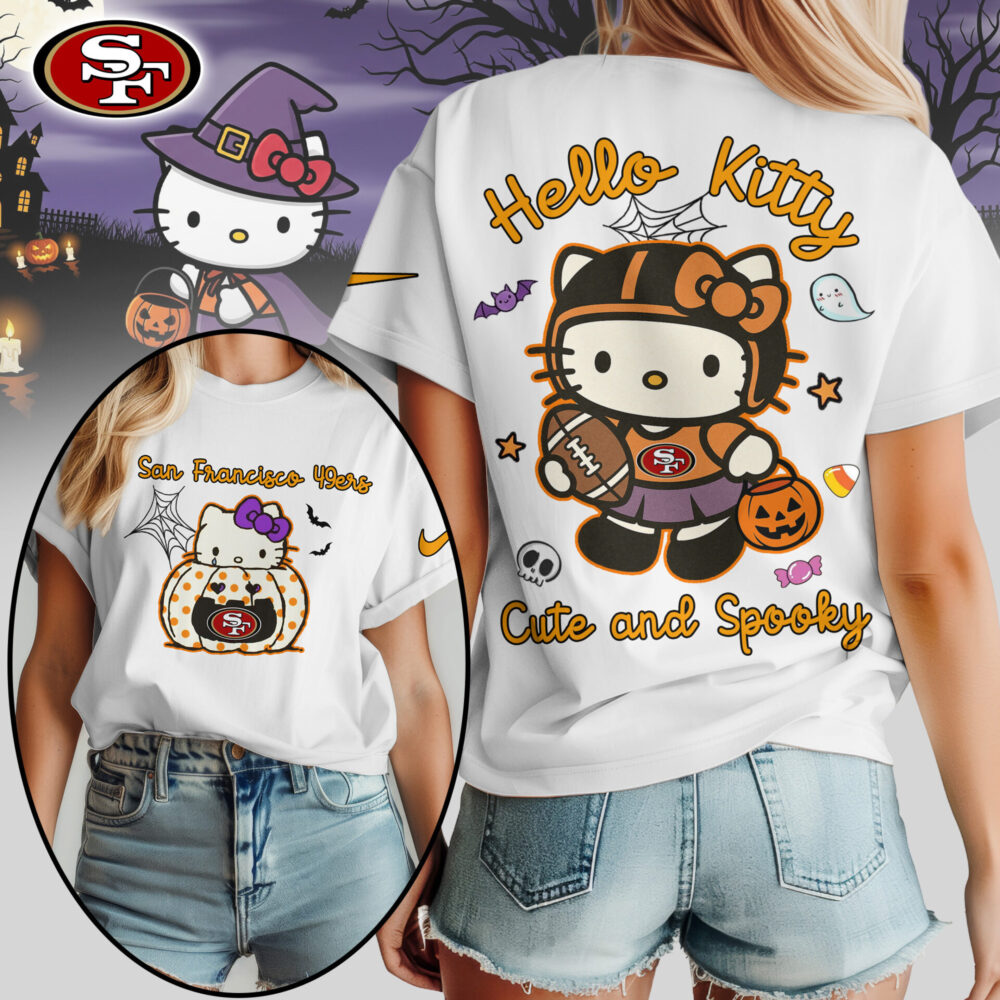 San Francisco 49ers | Premium NFL Hello Kitty Cute And Spooky Halloween Women Shirt NY