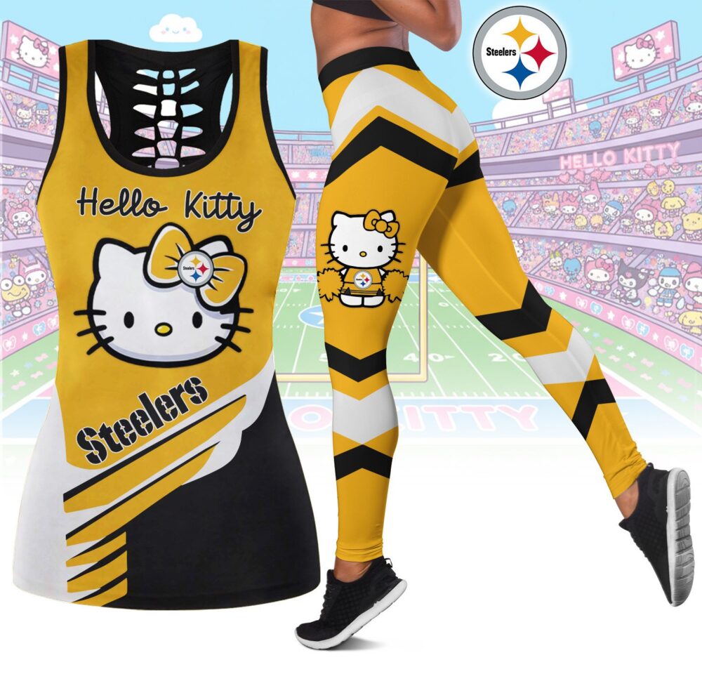 Pittsburgh Steelers | Premium NFL Hello Kitty Combo Leggings And Tanktop TD