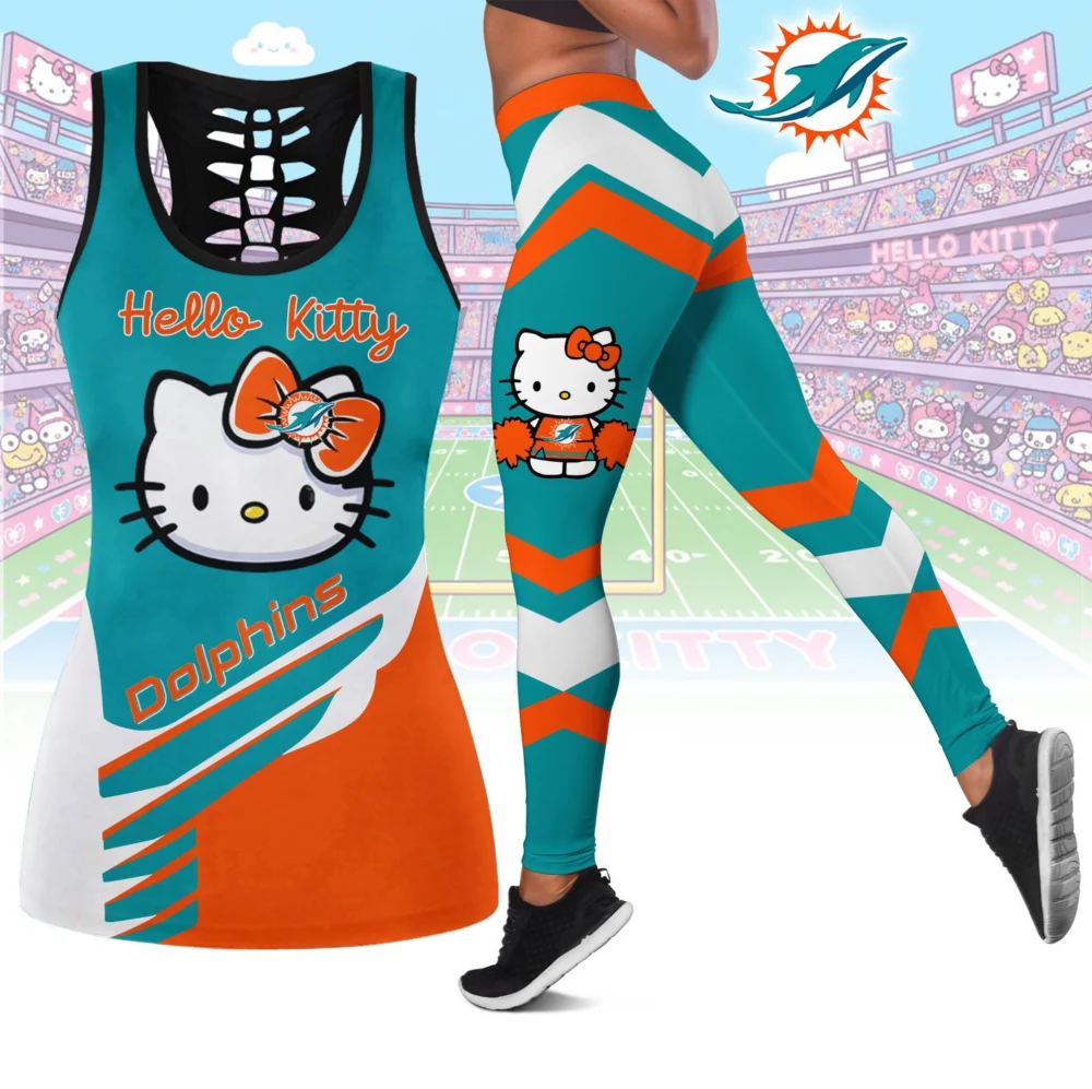 Miami Dolphins | Premium NFL Hello Kitty Combo Leggings And Tanktop TD