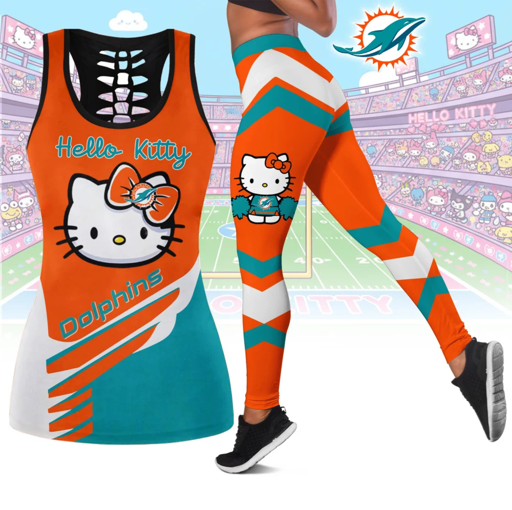 Miami Dolphins | Premium NFL Hello Kitty Combo Leggings And Tanktop TD