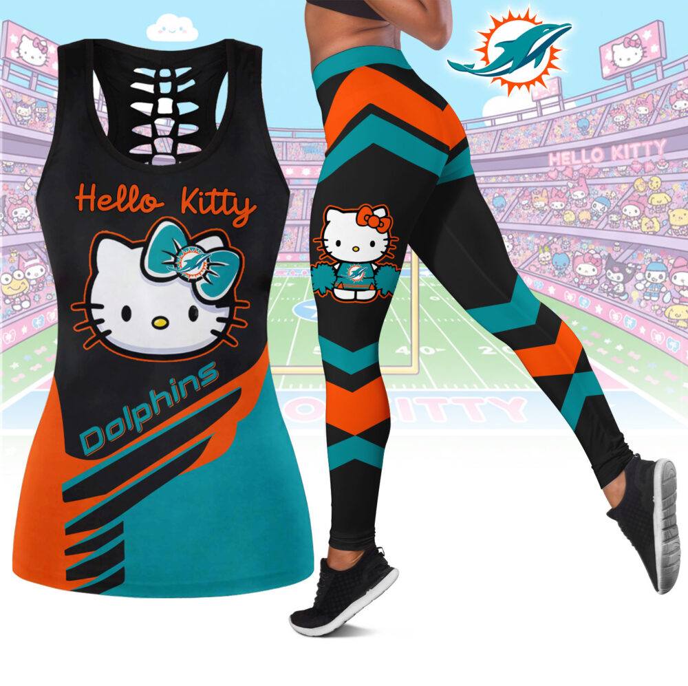 Miami Dolphins | Premium NFL Hello Kitty Combo Leggings And Tanktop TD