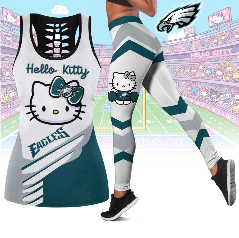 Philadelphia Eagles | Premium NFL Hello Kitty Combo Leggings And Tanktop TD