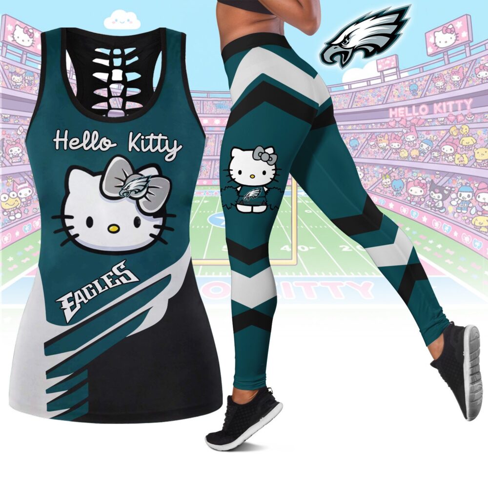 Philadelphia Eagles | Premium NFL Hello Kitty Combo Leggings And Tanktop TD