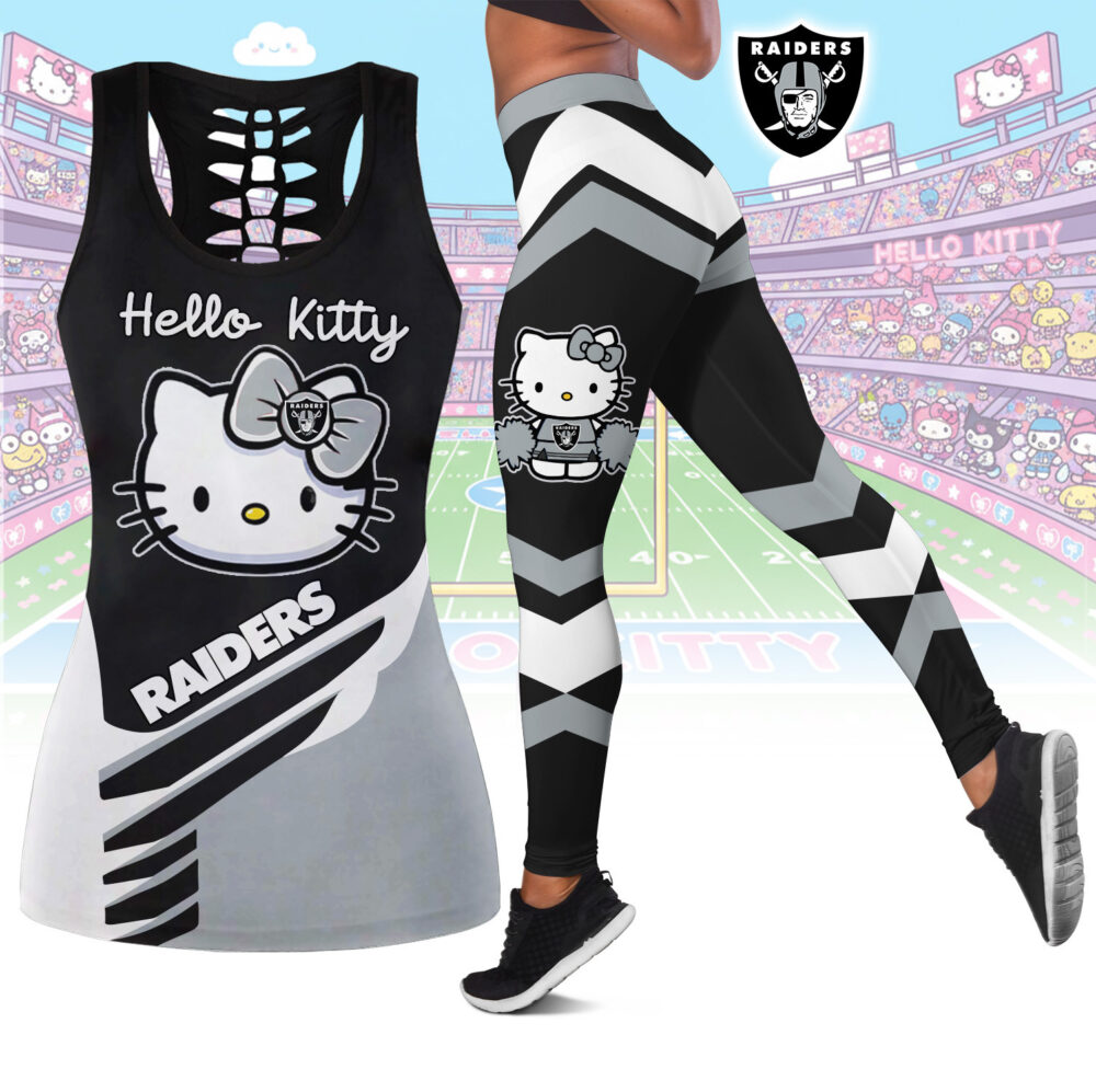 Las Vegas Raiders | Premium NFL Hello Kitty Combo Leggings And Tanktop TD