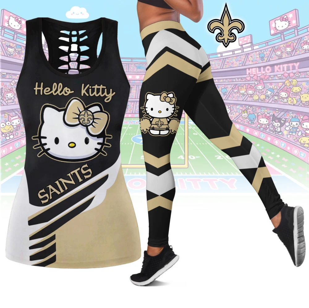 New Orleans Saints | Premium NFL Hello Kitty Combo Leggings And Tanktop TD