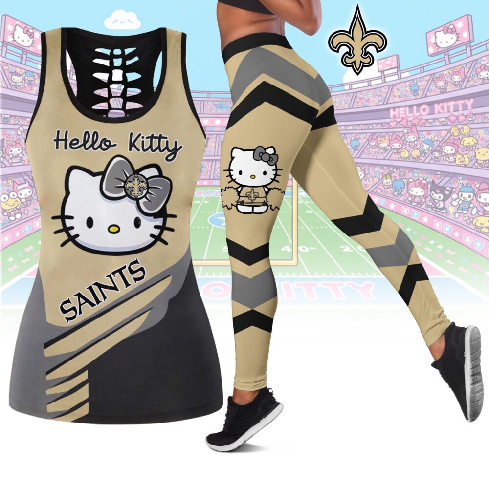 New Orleans Saints | Premium NFL Hello Kitty Combo Leggings And Tanktop TD