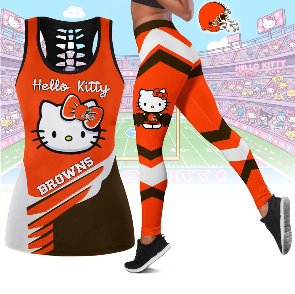 Cleveland Browns | Premium NFL Hello Kitty Combo Leggings And Tanktop TD
