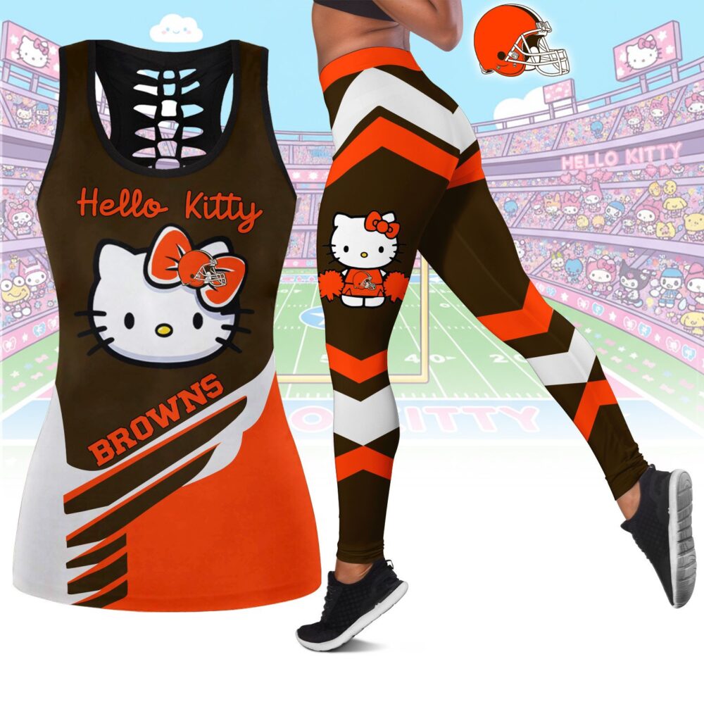 Cleveland Browns | Premium NFL Hello Kitty Combo Leggings And Tanktop TD