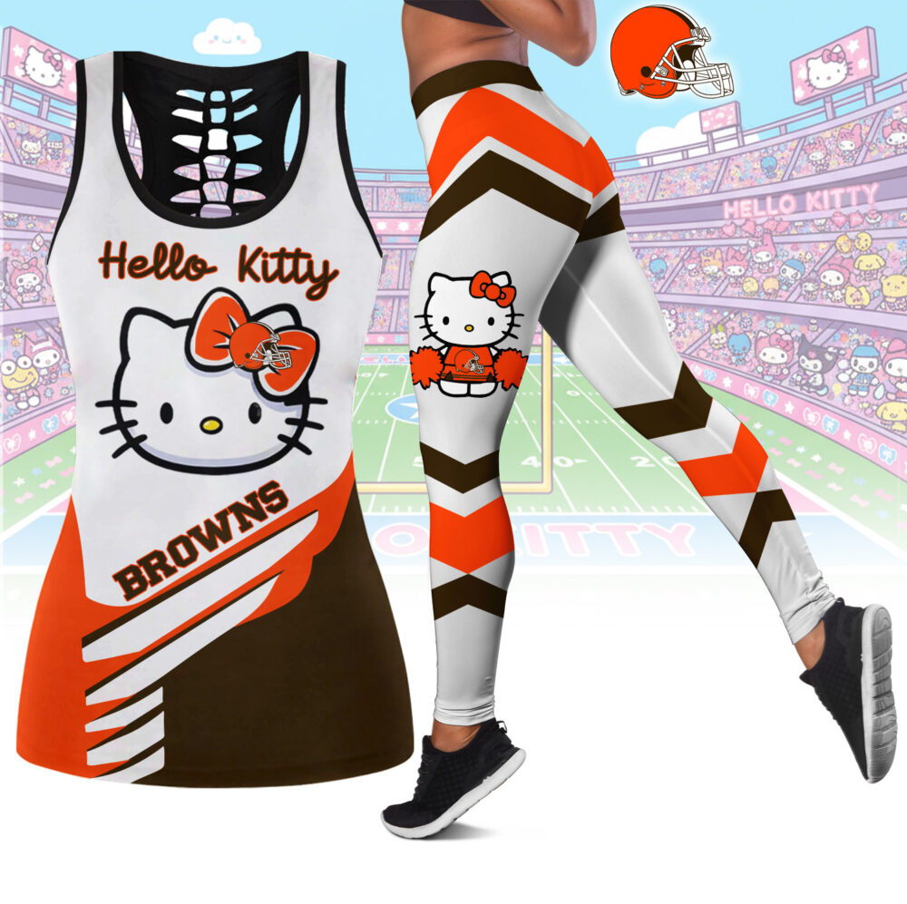 Cleveland Browns | Premium NFL Hello Kitty Combo Leggings And Tanktop TD