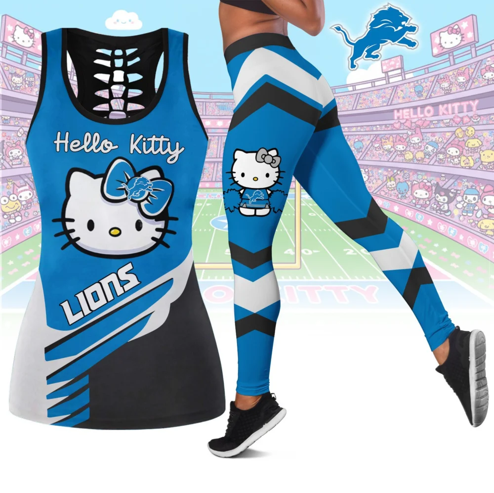Detroit Lions | Premium NFL Hello Kitty Combo Leggings And Tanktop TD