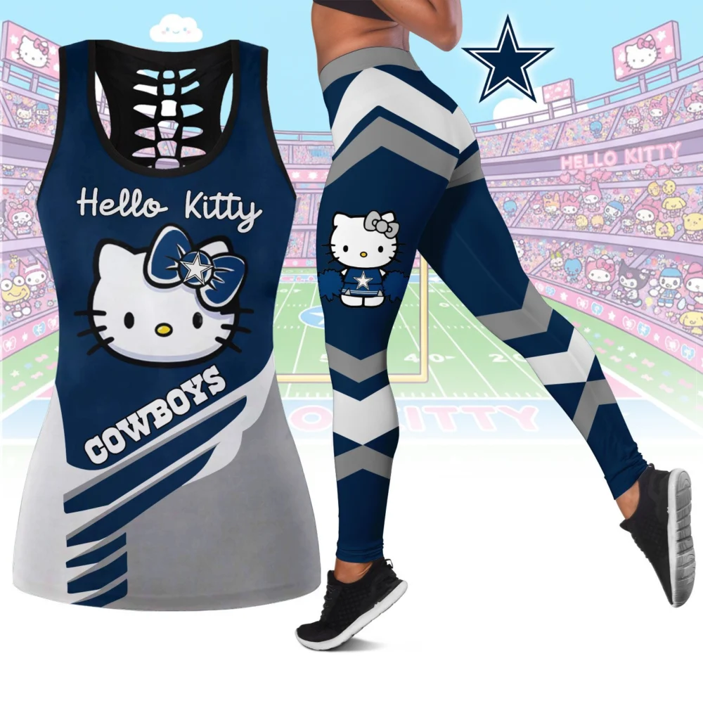 Dallas Cowboys | Premium NFL Hello Kitty Combo Leggings And Tanktop TD