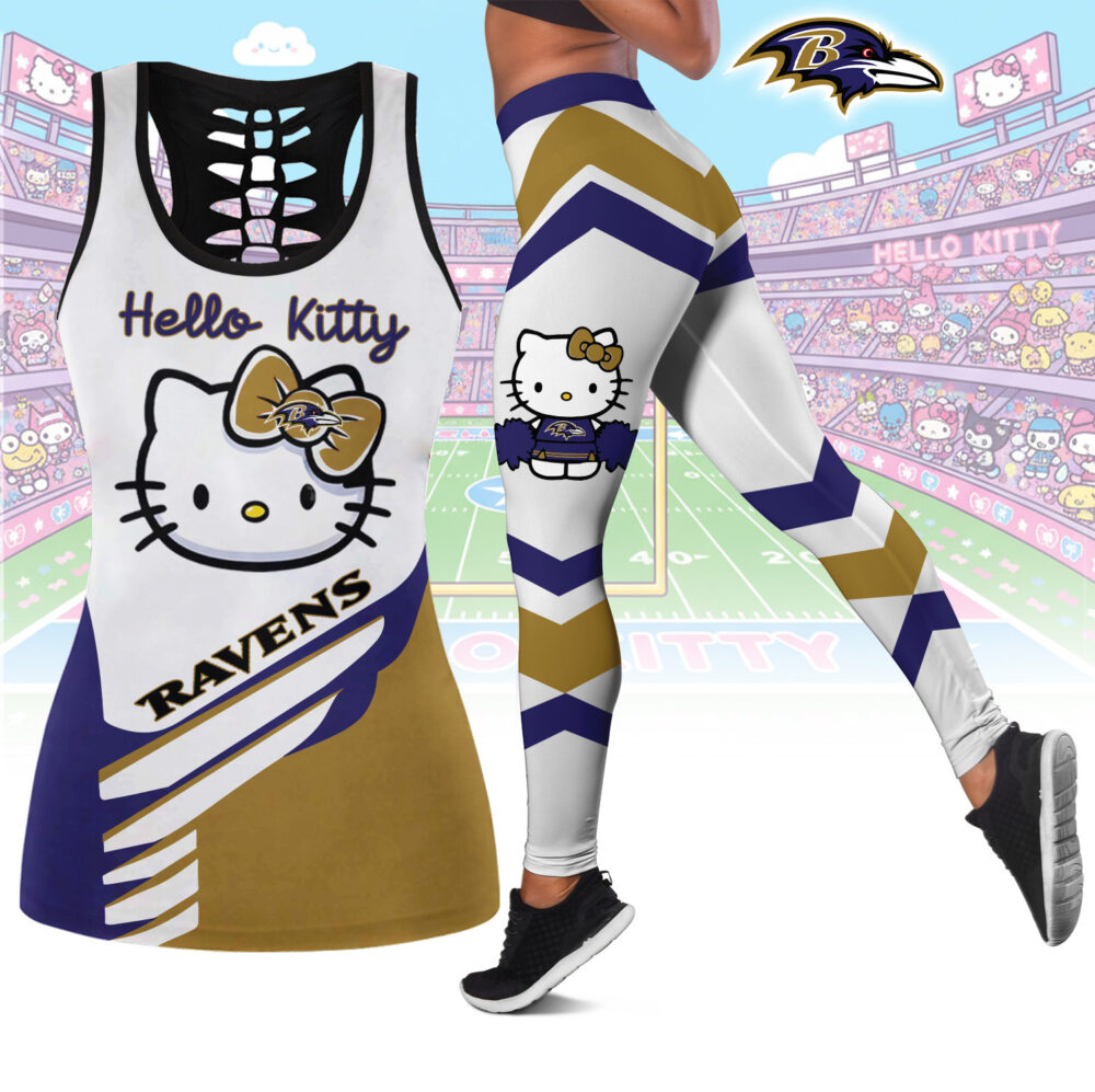 Baltimore Ravens | Premium NFL Hello Kitty Combo Leggings And Tanktop TD