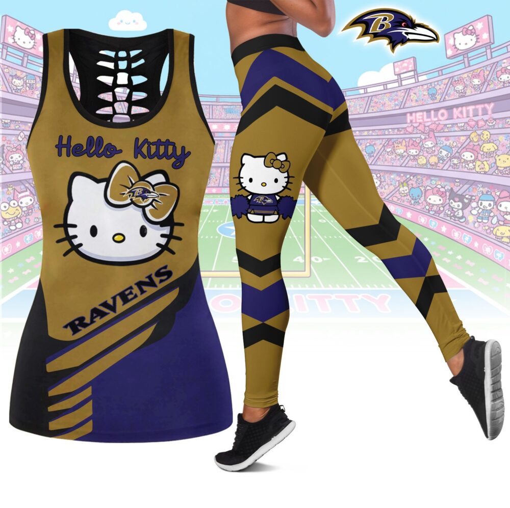 Baltimore Ravens | Premium NFL Hello Kitty Combo Leggings And Tanktop TD