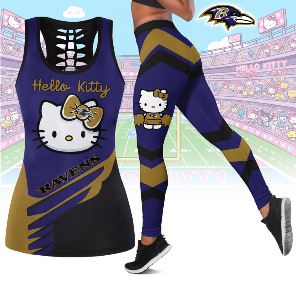 Baltimore Ravens | Premium NFL Hello Kitty Combo Leggings And Tanktop TD