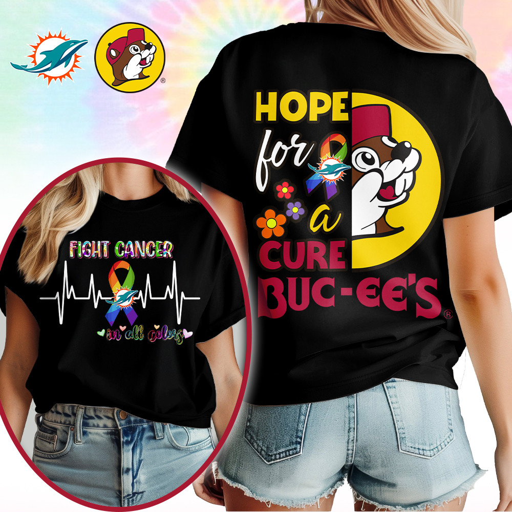 Miami Dolphins | Premium NFL Buc-ee Cancer Awareness Woman Shirt