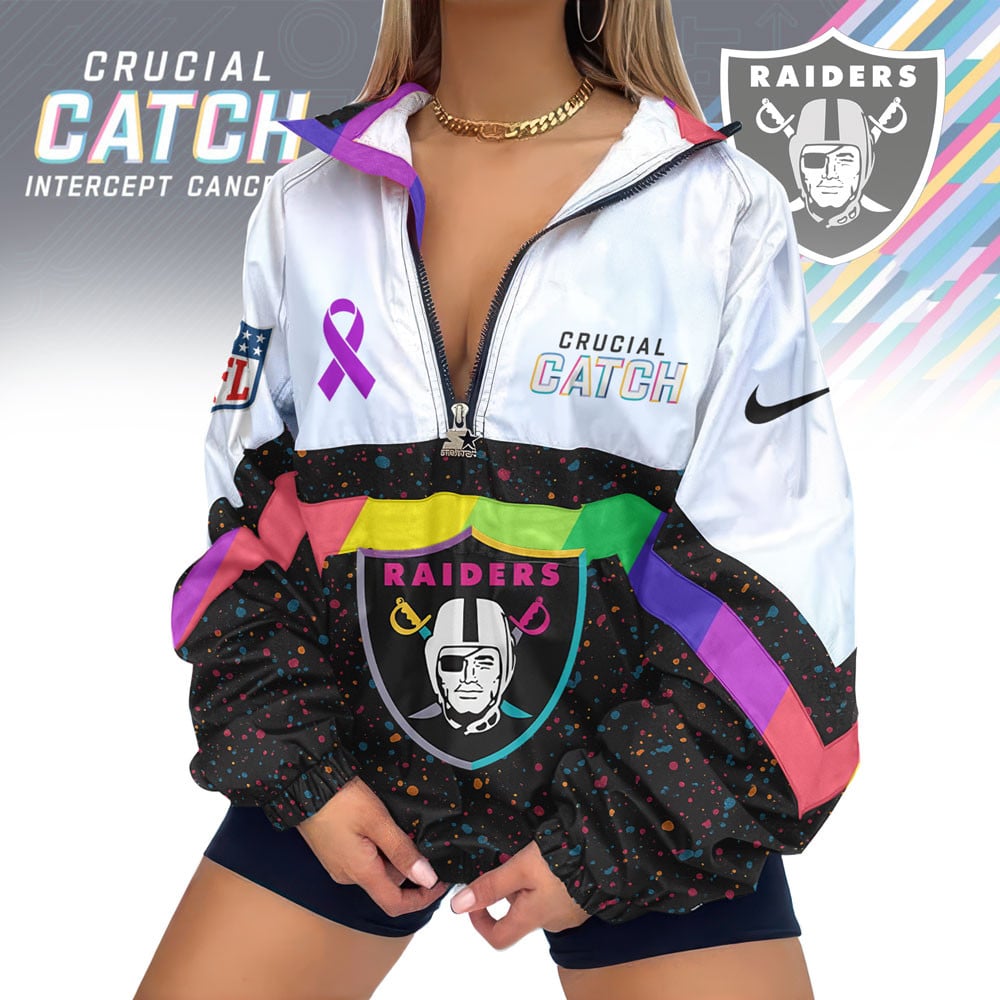 Las Vegas Raiders | Premium Crucial Catch V-Neck Zipper Sweatshirt Jackets