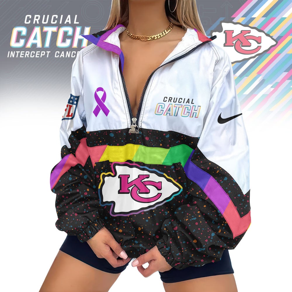 Kansas City Chiefs | Premium Crucial Catch V-Neck Zipper Sweatshirt Jackets