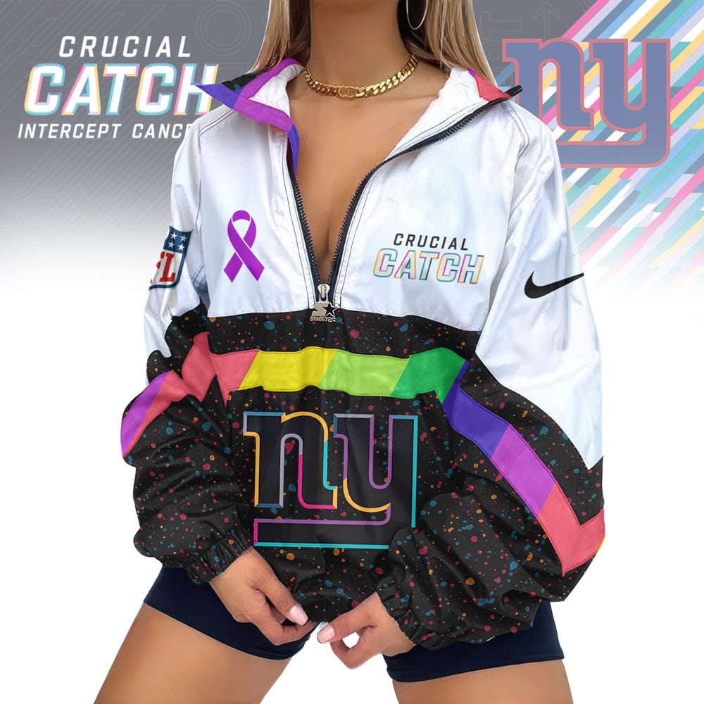 New York Giants | Premium Crucial Catch V-Neck Zipper Sweatshirt Jackets