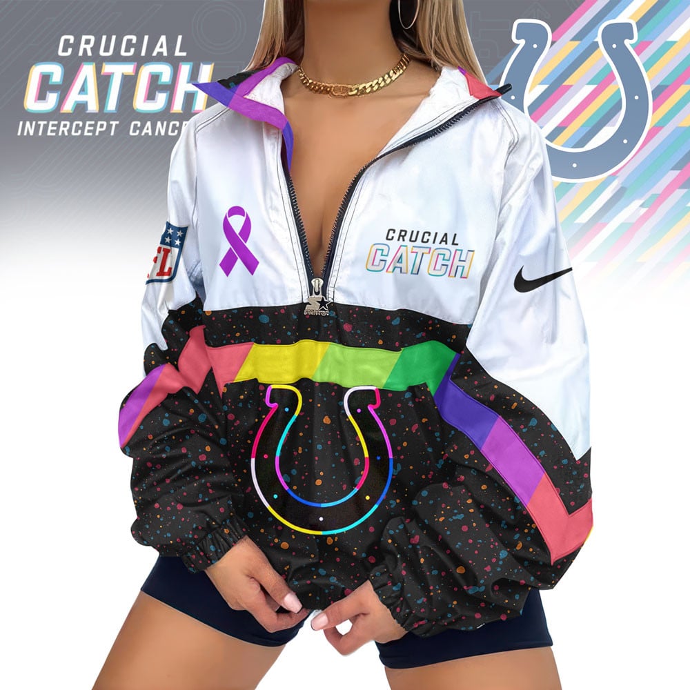 Indianapolis Colts | Premium Crucial Catch V-Neck Zipper Sweatshirt Jackets