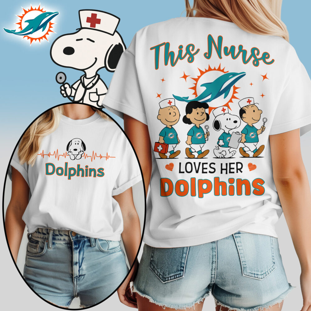 Miami Dolphins | Premium NFL Snoopy Nurse Appreciation Woman Shirt