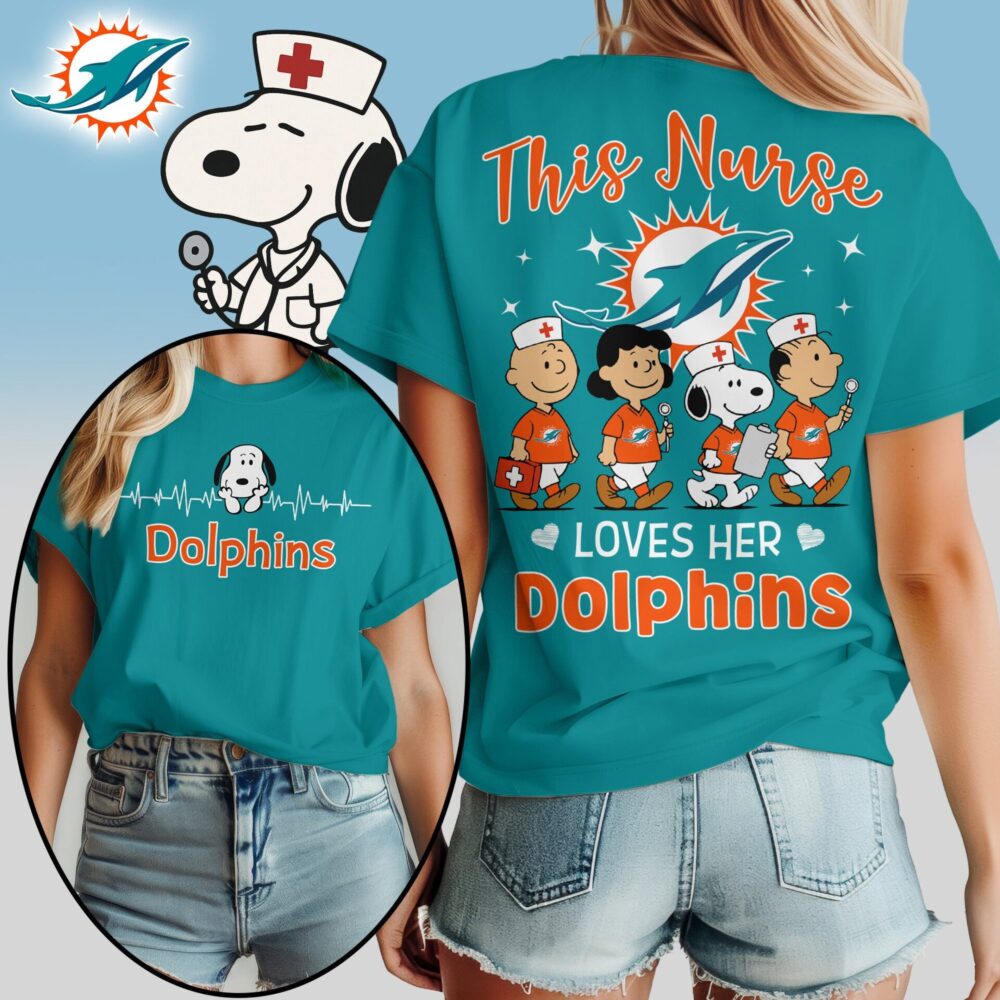Miami Dolphins | Premium NFL Snoopy Nurse Appreciation Woman Shirt