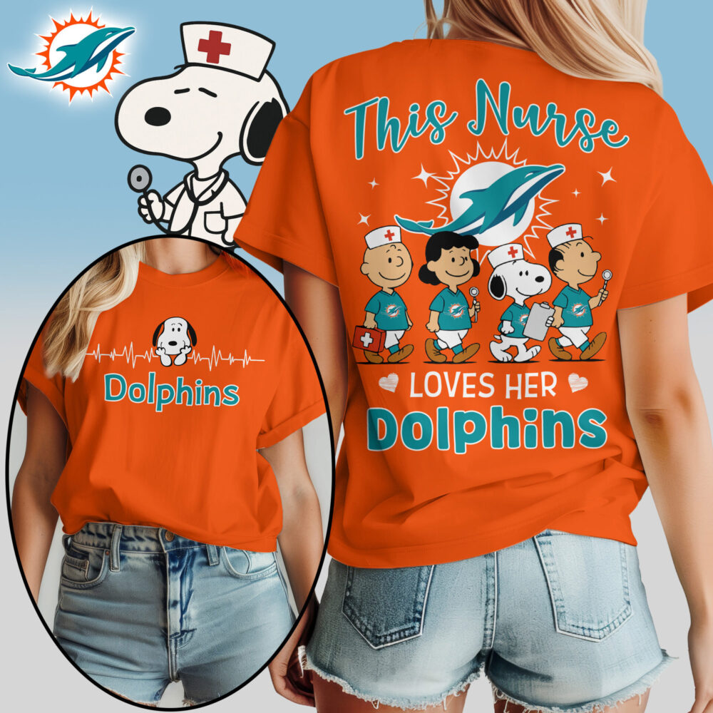 Miami Dolphins | Premium NFL Snoopy Nurse Appreciation Woman Shirt