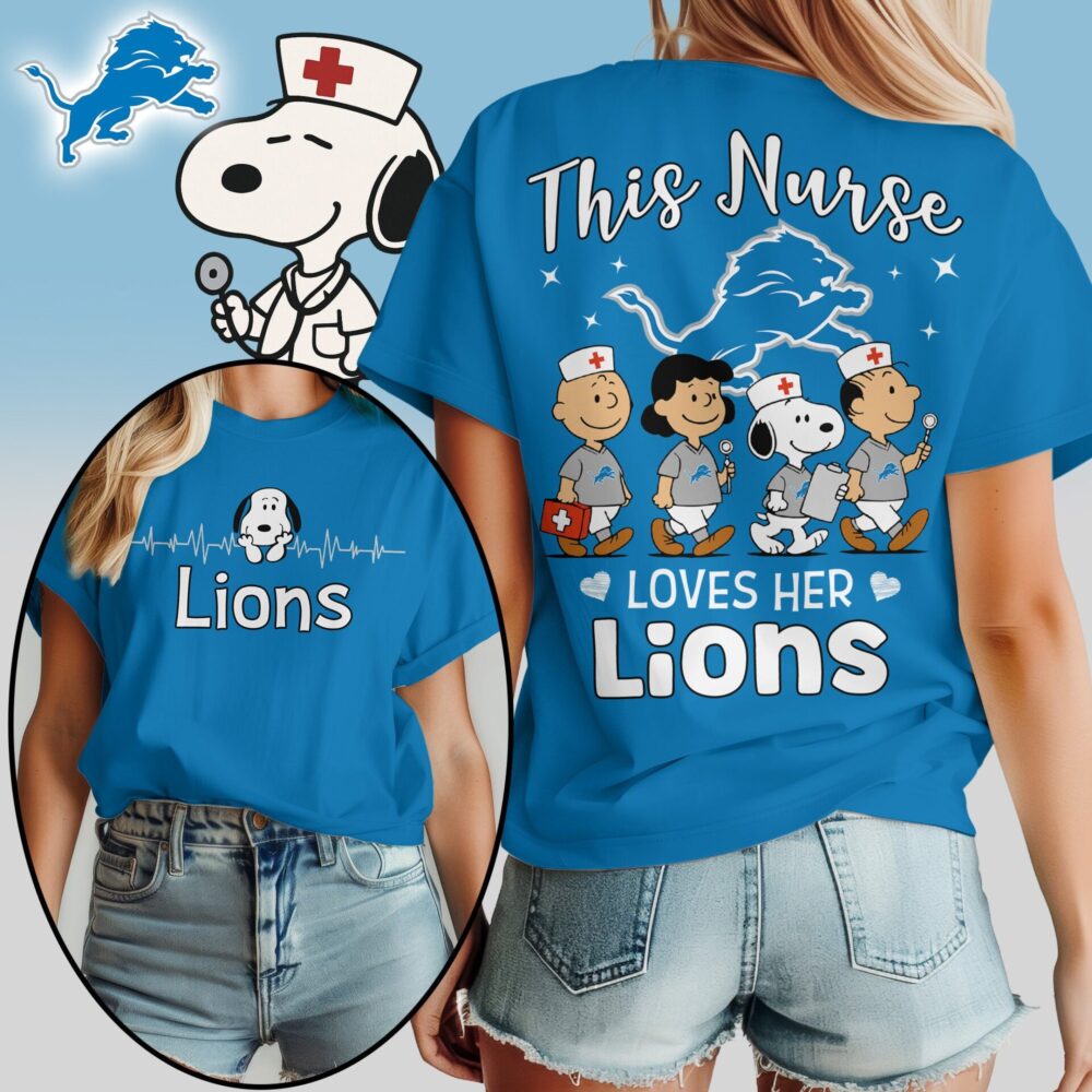 Detroit Lions | Premium NFL Snoopy Nurse Appreciation Woman Shirt