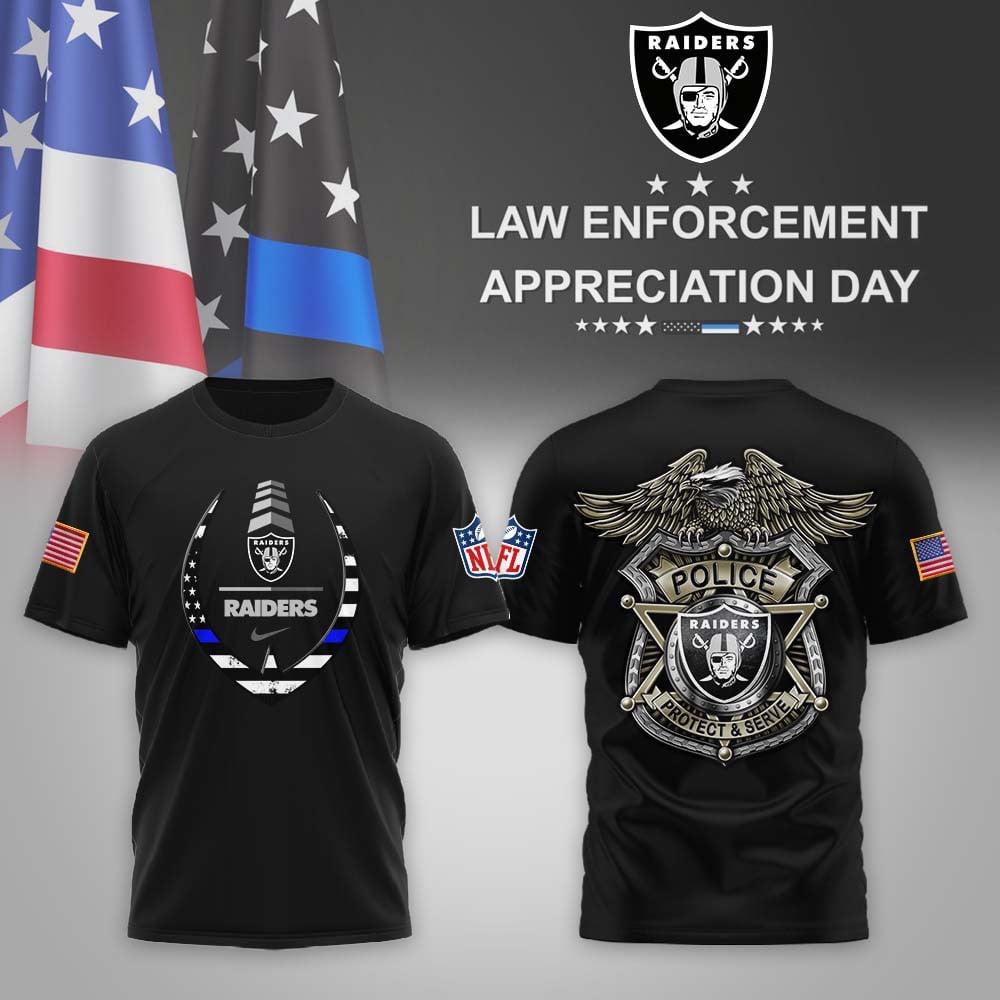 Las Vegas Raiders | Premium NFL Law Enforcement Appreciation Day 3D Shirt MM