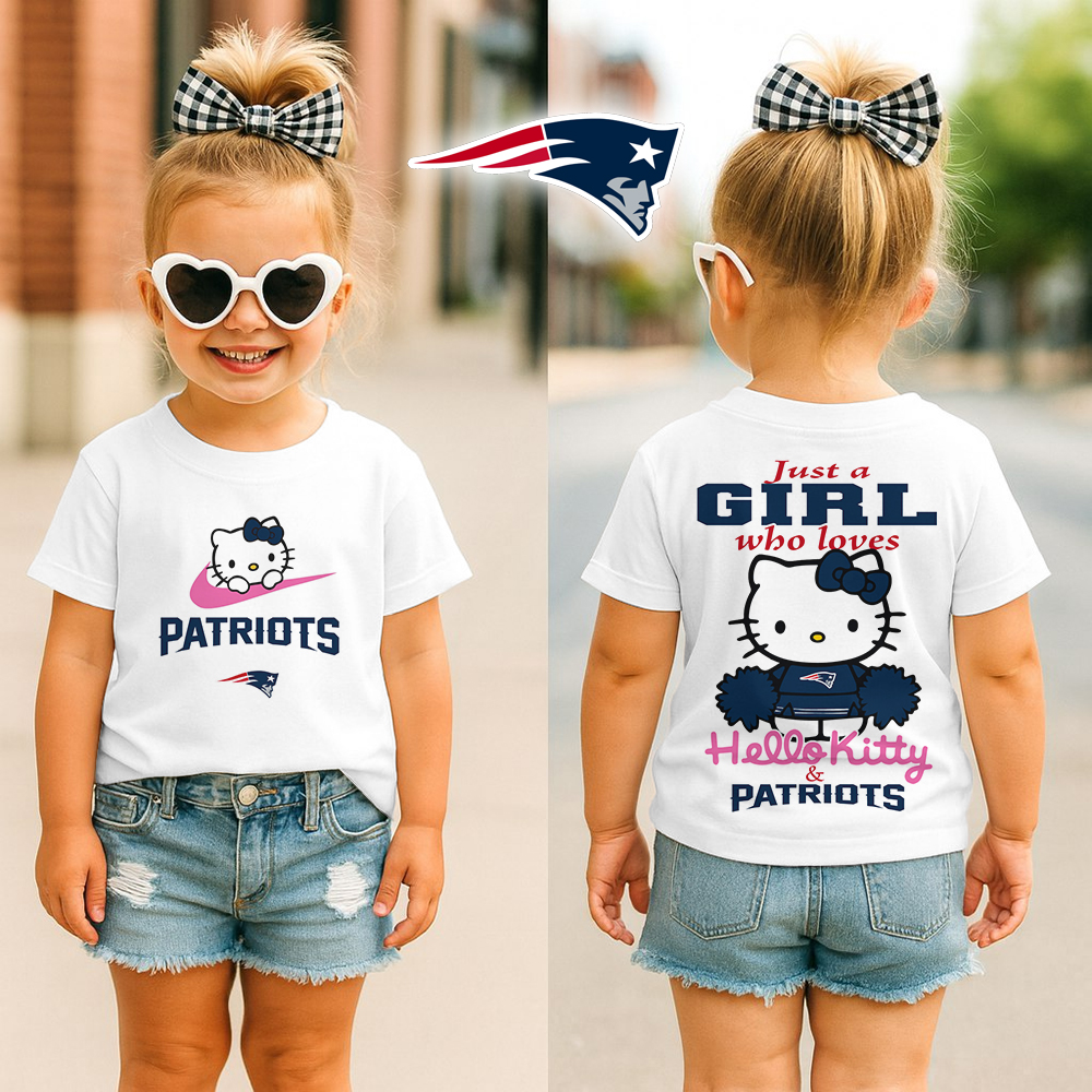 New England Patriots | Premium NFL Football Girl Hello Kitty Fan Kid Shirt HI