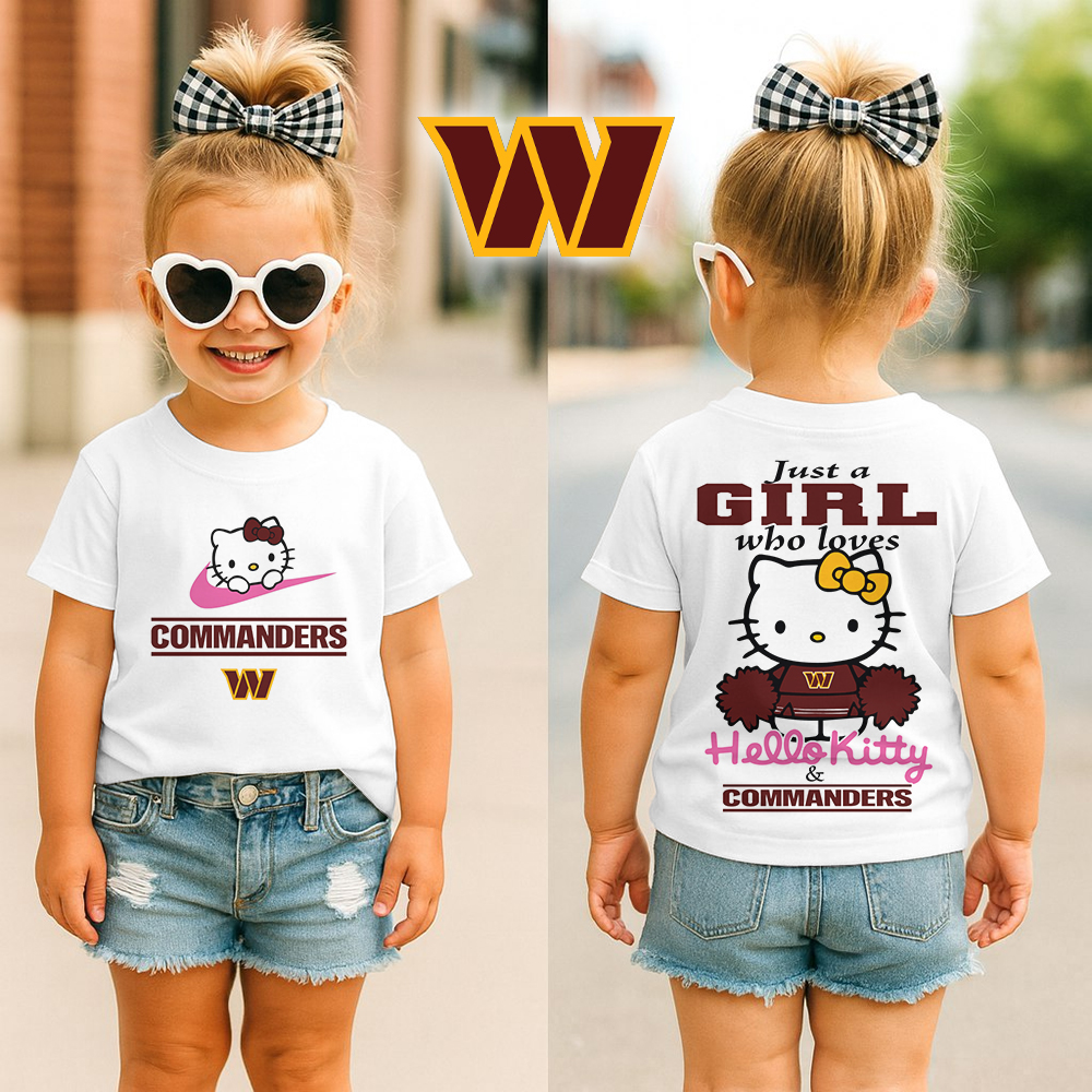 Washington Commanders | Premium NFL Football Girl Hello Kitty Fan Kid Shirt HI