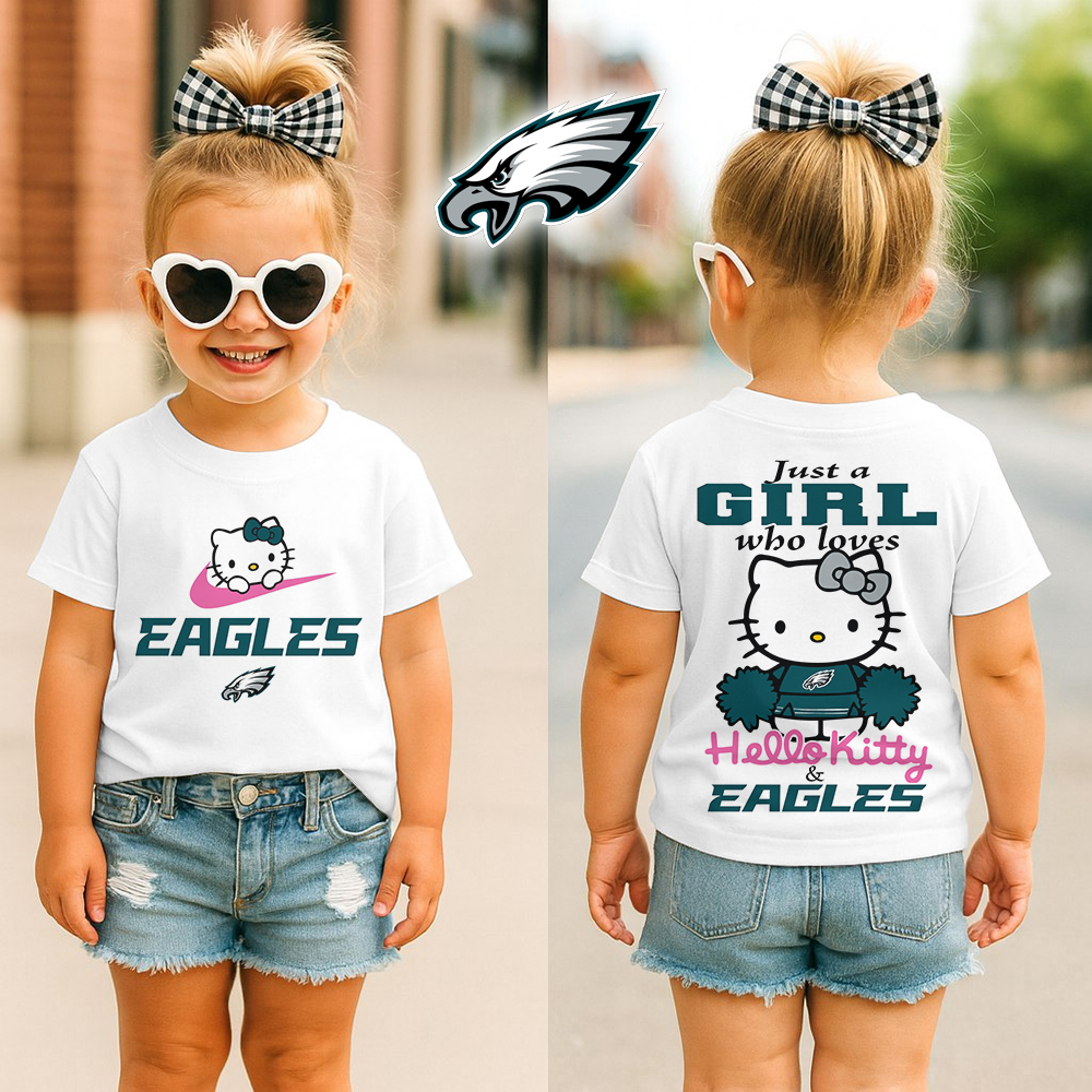 Philadelphia Eagles | Premium NFL Football Girl Hello Kitty Fan Kid Shirt HI